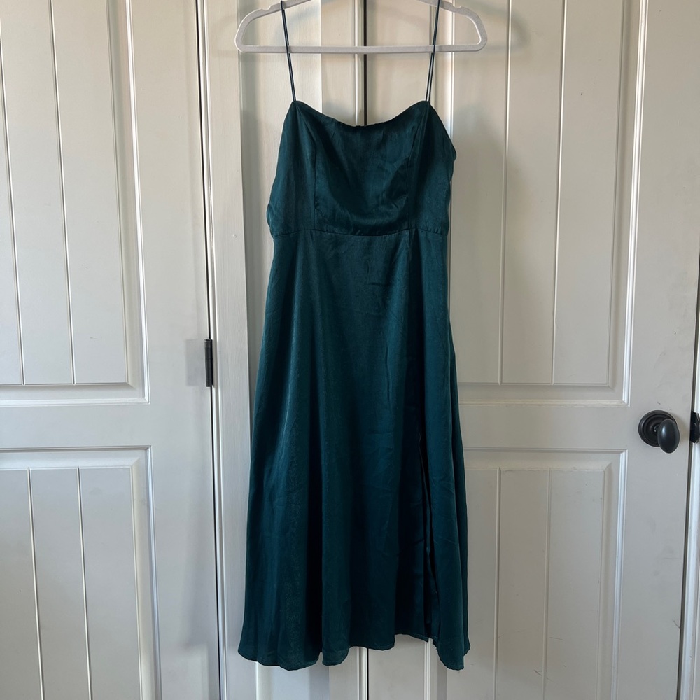 Emerald Silky Midi Dress